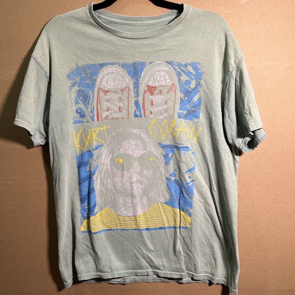 Kurt Cobain Faded Vintage Style The End Music Green Graphic T-Shirt Size Mc(67)